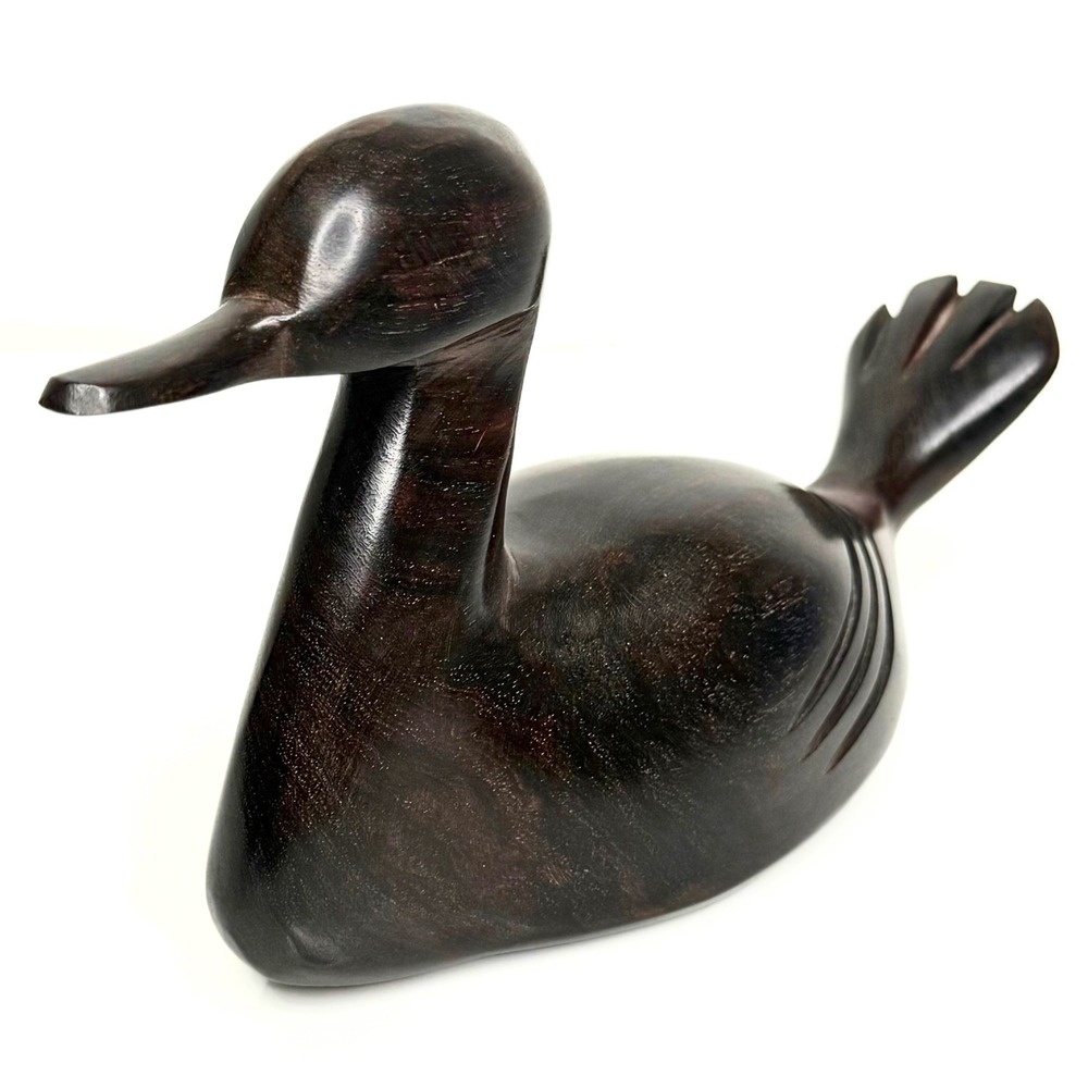 Vintage Ironwood Duck Decoy Hand Carved Hardwood Figurine Cabin Lodge 4.75"x8"